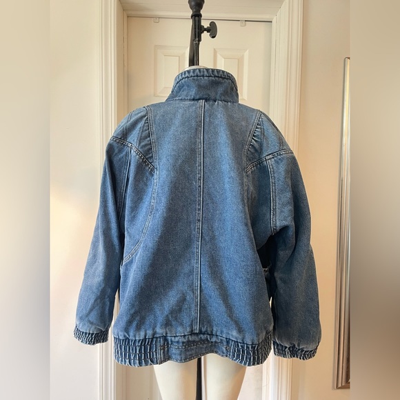 Vintage shearling lined jean jacket with zig zag snap detail - Picture 5 of 6
